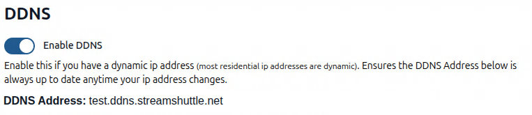 DDNS enabled with the test DDNS address configured